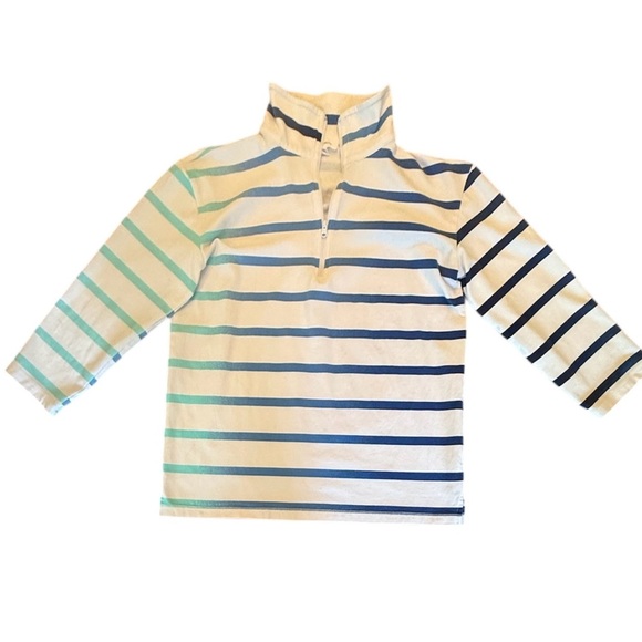 NWOT Talbots Striped Blue/White 3/4 Sleeve Quarter-Zip Pullover Size Small - Picture 3 of 11